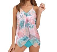 Conjuntos de bikini para mujer, sexy, push-up, cintura alta, parte superior y pantalón, ajustable, abdomen, traje de baño de dos piezas/tres piezas, elegante traje de baño de moda de playa, tankini