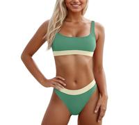 Conjuntos De Bikini,Push Up con Relleno Verano Sexy Deportivo Bikinis Bañador Tankini Básico Bikini Braga Alta Talla Grande Ajustable para Vacaciones Tropicales