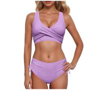 Conjuntos De Bikini Talla Grande Vikinis Push Up Sexy Swimwear Reductor Estampado Diseño Bandeau Moderno Material Deportivo Elástico Conjunto Elegante para Viajes # L