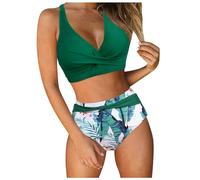 Conjuntos De Bikini Traje baño Dos Piezas Conjunto Bohemio Floral Elegante Diseño Bandeau Moderno Tankini con Shorts Natacion Surf Bañador Swimwear#G