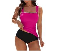 Conjuntos De Bikinis Bañador Mujer Reductor Barriga Talla Grande Sexy con Relleno Traje De Bañon Tankini Deportivos Volantes Top con Aros Bañadores Chollos Ultima Hora 2#Rosa Fuerte L