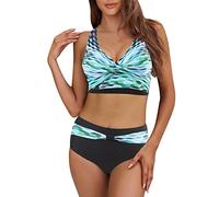 Conjuntos de Bikinis para Mujer,Dos Piezas Ropa Baño Estampado Moda Sexy Biquini Playa Vacaciones Diseño Bandeau Moderno Bañador Hawai Ideal Fiestas Playeras