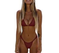 Conjuntos De Bikinis para Mujer Push Up Sexy Brasileño Bañador Halter Baño De Natacion Bañadores Deportivos Cuello En V con Relleno y Tanga Bikini De Dos Piezas Original Surf Vikinis Comodidad