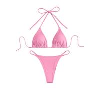 Conjuntos De Bikinis para Mujer Push Up Sexy Brasileño Bañador Halter Baño De Natacion Bañadores Deportivos Cuello En V con Relleno y Tanga Bikini De Dos Piezas