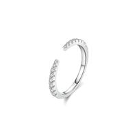 Conjuntos de boda para mujer, anillo abierto con diamantes creados en laboratorio, regalos únicos para amigas y mujeres, H 1/2, Oro blanco de 9 quilates, Diamante sintético