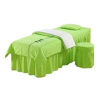 Conjuntos de camas de masaje, Juego de sábanas for mesa de masaje, funda de cama con botones, terapia de masaje, falda de cama for Spa, funda for taburete, funda de almohada, edredón(Green,70X190cm)