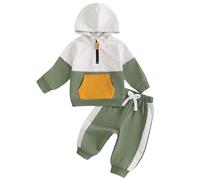 Conjuntos de Dos Piezas para niño Sudadera con Capucha y Pantalones Largos Tejido Invierno bebés 0 a 3 años Ropa Casual cómoda Diaria Juego Exterior (Green, 6-12 Months)