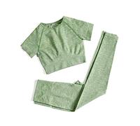 Conjuntos de entrenamiento para mujer, trajes de dos piezas sin costuras, leggings de cintura alta para yoga, pantalones cortos, atléticos, deportes, conjuntos de gimnasio, Palta, M