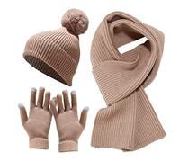 Conjuntos de gorro cálido de invierno para mujeres adultas, guantes de punto a prueba de viento, gorro de esquí, ciclismo, gorras de béisbol al aire libre, caqui, Talla única