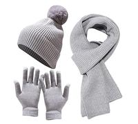 Conjuntos de gorro cálido de invierno para mujeres adultas, guantes de punto a prueba de viento, gorro de esquí, ciclismo, gorras de béisbol al aire libre, gris, Talla única