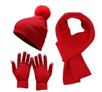 Conjuntos de gorro cálido de invierno para mujeres adultas, guantes de punto a prueba de viento, gorro de esquí, ciclismo, gorras de béisbol al aire libre, rosso, Talla única