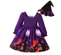 Conjuntos de Halloween para niñas, Vestidos niñas pequeñas, otoño e Invierno, Vestido con Estampado Calabaza y Sombrero, Ropa Juego Informal niños 2 a 7 La Trajes De Baño Niña