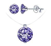 Conjuntos de joyas de diamantes, collar de gargantilla con hilo de pescar invisible, gargantilla para mujer, pendientes de diamantes, en plata 925