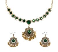 Conjuntos de joyas indias para mujer, joyería de templo oxidado, collar con colgante de bola de flores estilo Bollywood, aretes colgantes de bola de flores Jhumka, joyería delicada de boda, regalos