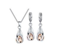 Conjuntos de joyas para mujer con circonita cúbica Bridal Bridesmaid Accessories Necklace Earrings Set for Wedding Prom Anniversary Birthday Triple Helix Schmuckset con 3 aros (E, Talla única)
