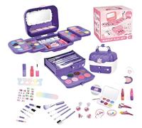 Conjuntos de maquillaje para niños: set de maquillaje lavable, juego de maquillaje de juego de juego de fingir | Juguete para niños pequeños con espejos, princesas infantiles juegan juguetes para adol