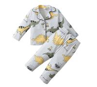 Conjuntos de Pantalone Infantil con Estampado de Dinosaurios para Niños Ropa de Dormir Cálida Invierno Diario Comodidad Elástica (Light Gray, 4-5 Years)