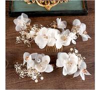 Conjuntos de peine y pasador con flores de crepé inmortales blancas, tocados de novia, accesorios para el cabello de novia