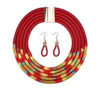 Conjuntos de Pendientes de Collar Africano NICENEEDED, Collar Babero de Varias Vueltas con Cierre Magnético, Collar En Capas, Accesorios de Joyería para Fiestas de Disfraces para Mujeres Y Niñas
