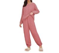 Conjuntos de pijamas de forro polar para mujer, pijamas de forro polar para mujer Reino Unido, pijamas de franela térmicas y gruesas para mujer, cuello alto, manga larga, ropa de dormir holgada y