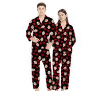 Conjuntos de Pijamas Personalizados con Foto de cara para Hombres, Conjuntos de Pijama de Manga Larga de Satén de Seda Personalizado, Regalos Personalizado para el Día del Padre para Hombres,XXL