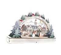 Conjuntos de pueblos navideños - Escena del Pueblo navideño | Decoraciones navideñas | Centro de Mesa navideño | Decoración de Mesa navideña | Decoración de Mesa con luz navideña de Madera | Casas de