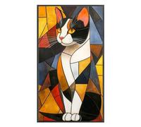 Conjuntos de puntos de cruz con estampado de gato para adultos principiantes, kits de arte y manualidades para decorar el hogar, incluye instrucciones completas de dimensiones y filamentos