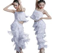 Conjuntos de rendimiento para niñas, set de traje de baile, mono de tirantes con volantes, traje de escenario para niños de 3 a 14 años, set para bebé recién nacido, niño, Blanco, 13-14 años