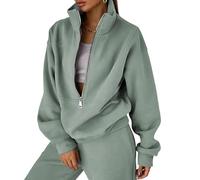 Conjuntos de ropa de descanso a juego para mujer: sudadera manga larga, pantalones deportivos, chándal 2026, conjunto moderno gris y verde, talla 4X Large
