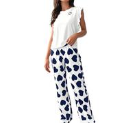 Conjuntos de ropa de descanso para mujer, talla grande, conjunto de pijama de algodón de manga larga para mujer, conjunto de pijama de verano para mujer, pantalones cortos y camiseta, ropa de dormir