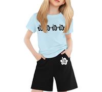 Conjuntos de Ropa para niños Conjunto 2 Piezas espectáculo Danza del Vientre Camiseta Corta y Pantalones Deportivos Traje algodón Deportiva 1 a 6 años