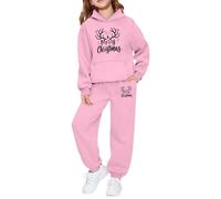 Conjuntos de Ropa para niños Conjunto de Dos Piezas para Niñas con Camiseta de Manga Larga y Pantalón Deportivo para Temporada Invierno Diseño Gráfico Festivo y Tejido Polar Combinar Familia