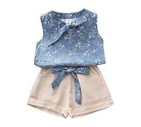 Conjuntos de Ropa para niños Conjunto Hip Hop Niñas espectáculo Danza del Vientre Camisa Top Blusa Y Pantalones Primavera Verano Acanalado Algodón 2 Piezas Chándal 1 a 6 años
