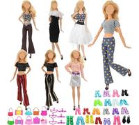 Conjuntos de Ropa y Accesorios para Muñecas Compatible con Barbie Ropa, 41 Piezas incluir 10 Vestido Pantalón de Moda 10 Pares de Zapatos 21 Anexos de 11.5 Pulgadas Niñas Muñeca(Estilo Aleatorio)