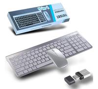 Conjuntos de teclado y ratón inalámbricos 2.4G y Bluetooth y USB-C,teclado inalámbrico recargable, ratón silencioso, teclado ultrafino con teclado digital, para ordenador/PC/Laptop/Windows/Mac,QWERTY