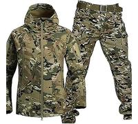 Conjuntos de Trajes de Combate del Ejército Impermeables, Chaqueta Táctica y Pantalón para Hombre, Trajes Militares de Concha Suave, Uniformes de Camuflaje - Ideal para Actividades al Aire Libre