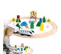 Conjuntos de trenes de juguete, conjunto de ferrocarriles | Trenes eléctricos con orugas de madera,Actividades de aprendizaje preescolar, kits ferroviarios interactivos para niños niñas a partir de 3
