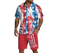 Conjuntos Deportivos de 2 Piezas para Hombres del 250º Aniversario del Día de la Independencia Camisetas de Manga Corta y Pantalones Cortos con la Bandera Americana