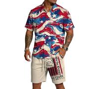 Conjuntos Deportivos de 2 Piezas para Hombres del 250º Aniversario del Día de la Independencia Camisetas de Manga Corta y Pantalones Cortos con la Bandera Americana