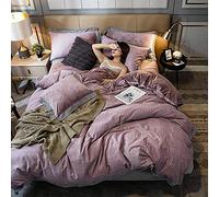 Conjuntos edredón Size Cotton Grey Divet Cubiertas Ropa Rosa Cama Juego Cubierta colchas con lámina de Talla Doble cálida Suave Franela (B King)