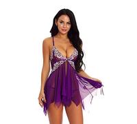 Conjuntos Lencería Sexy - Tanga Ropa de Dormir de Malla Encaje Lingerie Body de Encaje para Mujer Tentació Encaje Pijamas Sujetador con Aros y Tanga Conjunto Lencería Cuello en V
