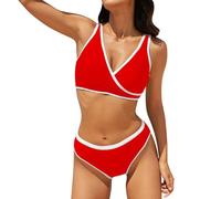 Conjuntos Mujer Verano Traje De BañO 2 Piezas Women's Patchwork Contrasting Sexy Bikini Vest Style Swimsuit Ropa Mujer Verano 2026 Bikinis Tallas Grandes (Red, S)