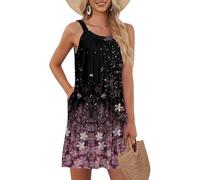Conjuntos Mujer Verano, Vestidos Playa Mujer Vestido Fiesta Vestido Sin Mangas De Color Liso Y Holgado para Minivestido Sexy con Bolsillos Vestidos Camisero Fluido Túnica De Verano Camisero Ligero A