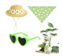 Conjuntos Para Gansos De Porche - Sombrero de Paja y Gafas con Temática Primaveral,Disfraz Para Estatua Ganso Con Estampado Margaritas | Para Vacaciones Verano, Playa, Piscina, Patio, Jardín Y Hogar