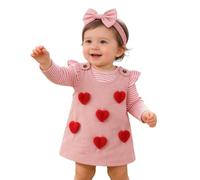 Conjuntos para niñas juego de mono de manga larga con diseño de corazones y accesorios tierno para cada ocasión Ligereza que se Agradece al Vestir