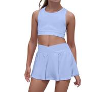 Conjuntos para niñas, ropa de juego activo de verano, mono deportivo informal, cintura elástica cómoda, para niños de 4 a 7 años, transpirable y elástico.