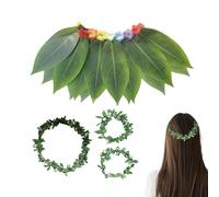 Conjuntos Temáticos Hawaianos para Mujer - Traje Tropical - Diadema y Brazalete de Hojas Realistas Tropicales Transpirables para Verano Playa Fiesta
