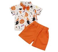 Conjuntos y conjuntos para niños, conjunto informal de verano dos piezas con lazo calabaza luna, cintura elástica, ropa juego cómoda niños pequeños 1 a 9 años Traje Boda Mujer