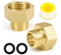 CONJURAIDE 2 unidades de reducción de 1/2 a 3/8, reductor de boquilla de latón de 1/2 a 3/8, adaptador de extensión de 3/8 a 1/2 pulgadas con cinta de sellado y anillo de sellado para tuberías de agua