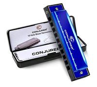 CONJURER Armónica Clave de Do, Armónica de Blues Diatónica de 10 Agujeros y 20 Tonos con Estuche, Arpa de Boca para Principiantes, Adultos, Niños, Profesionales, Estudiantes, Amigos, Regalos (Azul)